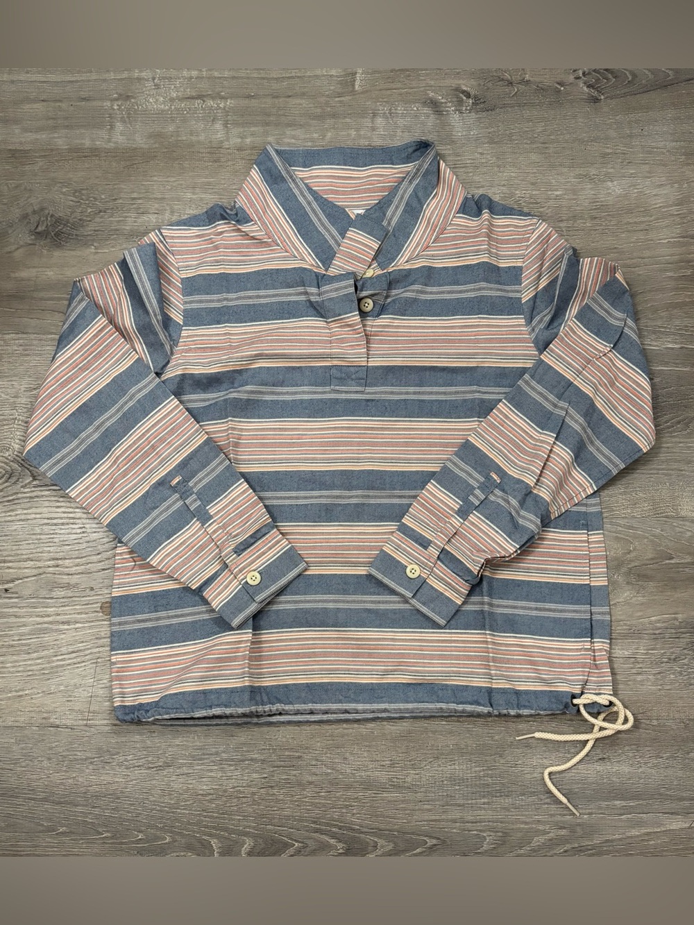 NWOT LL Bean Signature Multi Striped Button-Detail Popover Shirt Size Small